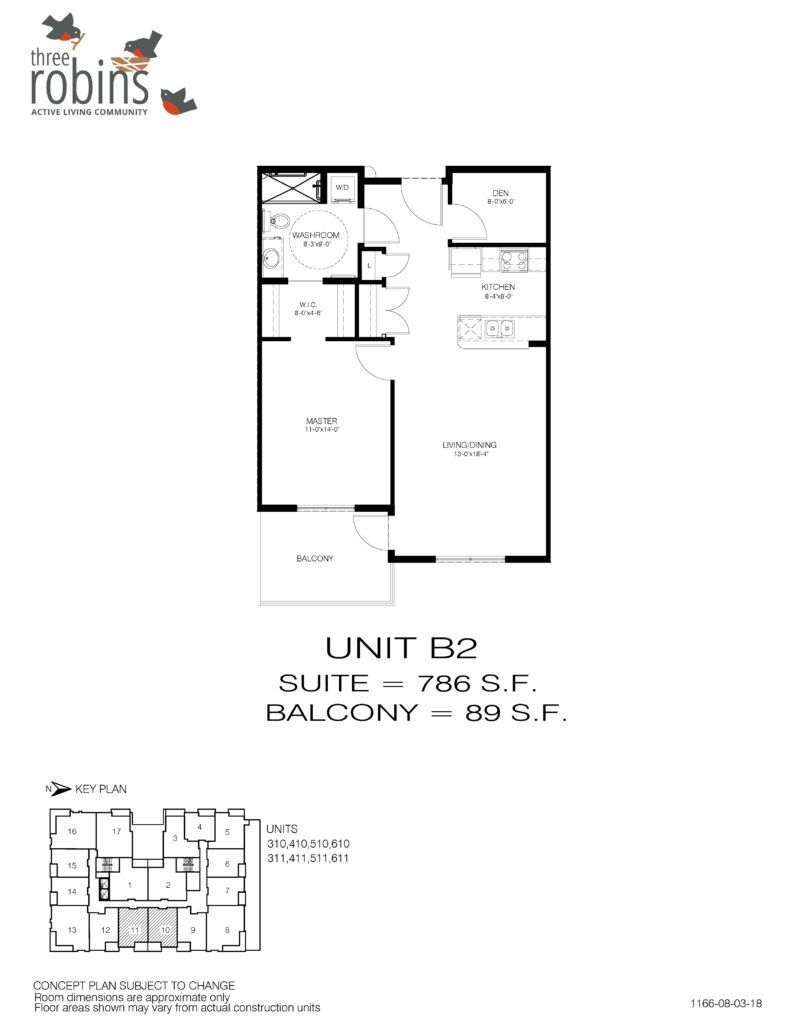 Unit B2 Floor Plan at Three Robins Stony Plain