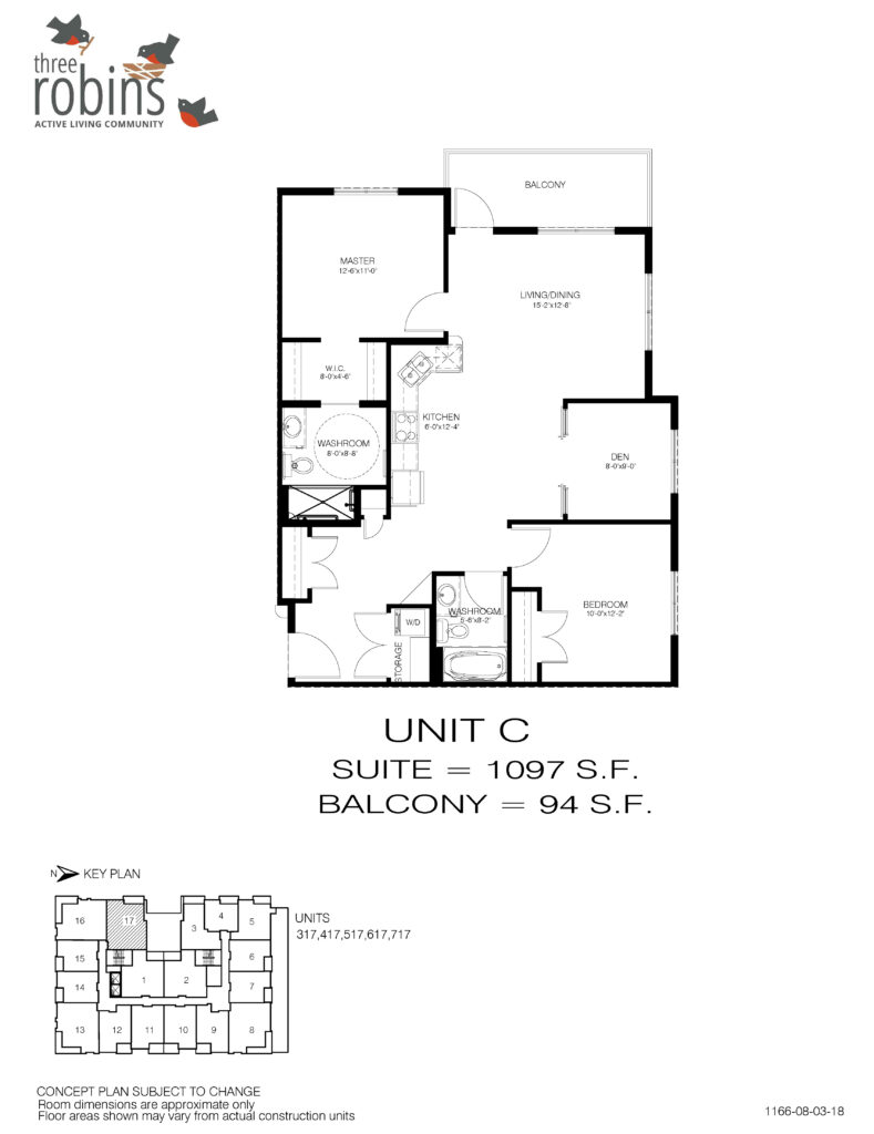 Unit C Floor Plan at Three Robins Stony Plain